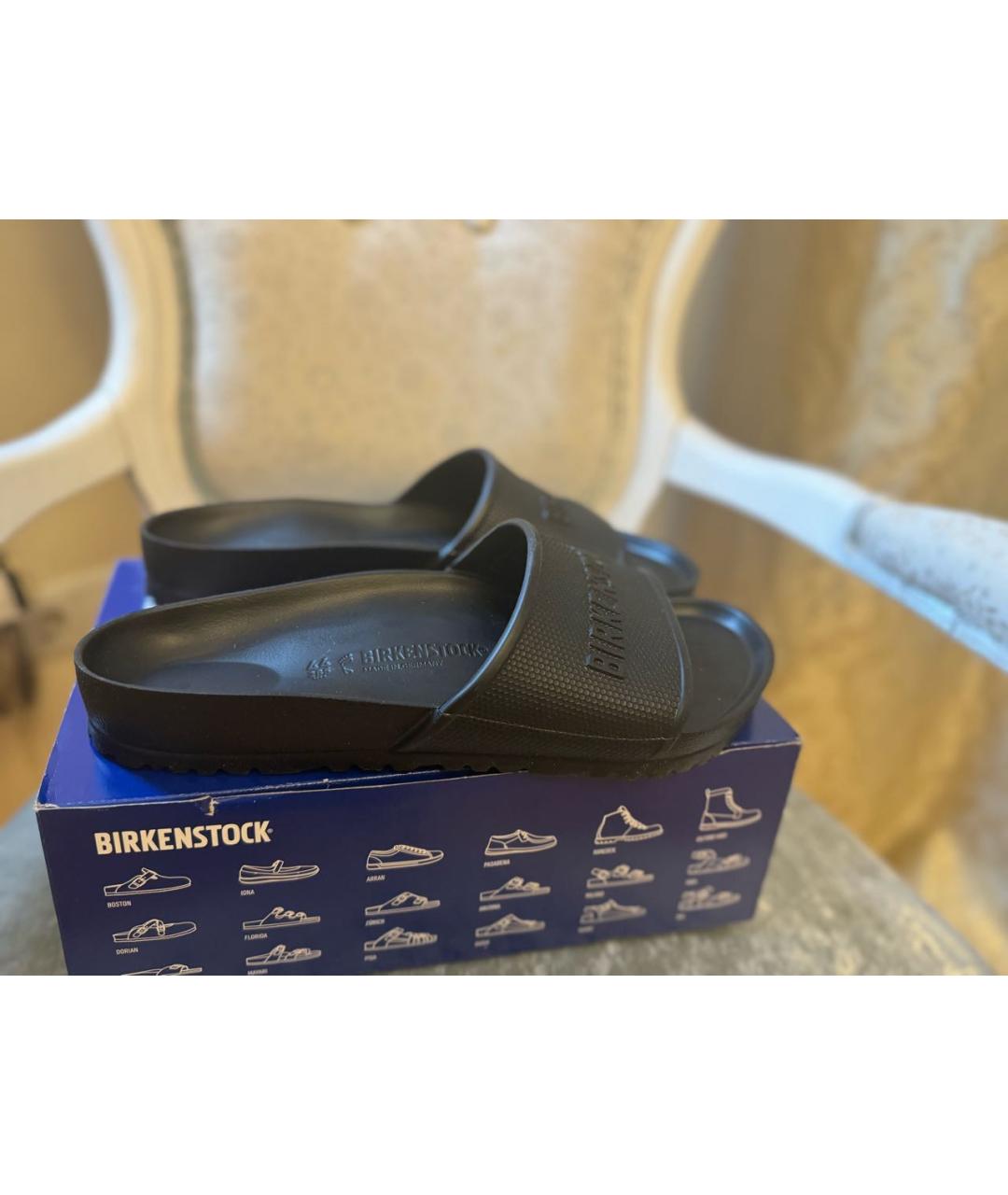 BIRKENSTOCK Черные синтетические шлепанцы, фото 4