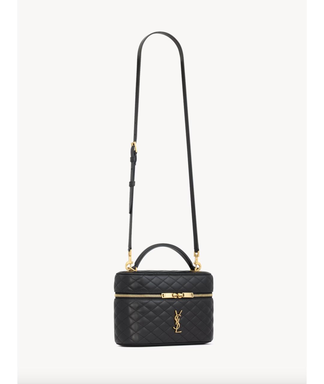 SAINT LAURENT Черная кожаная сумка с короткими ручками, фото 4