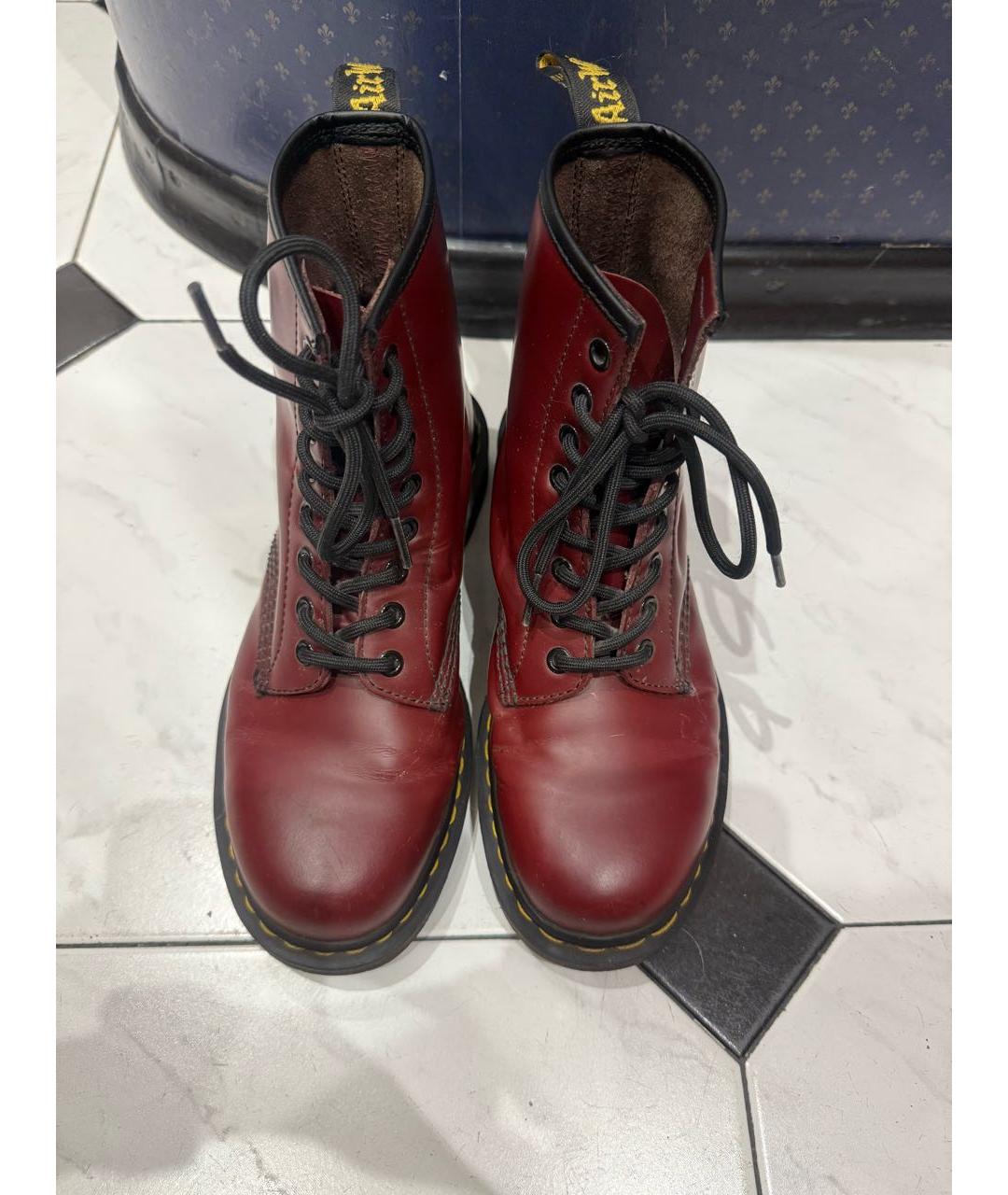 DR. MARTENS Бордовые кожаные ботинки, фото 2