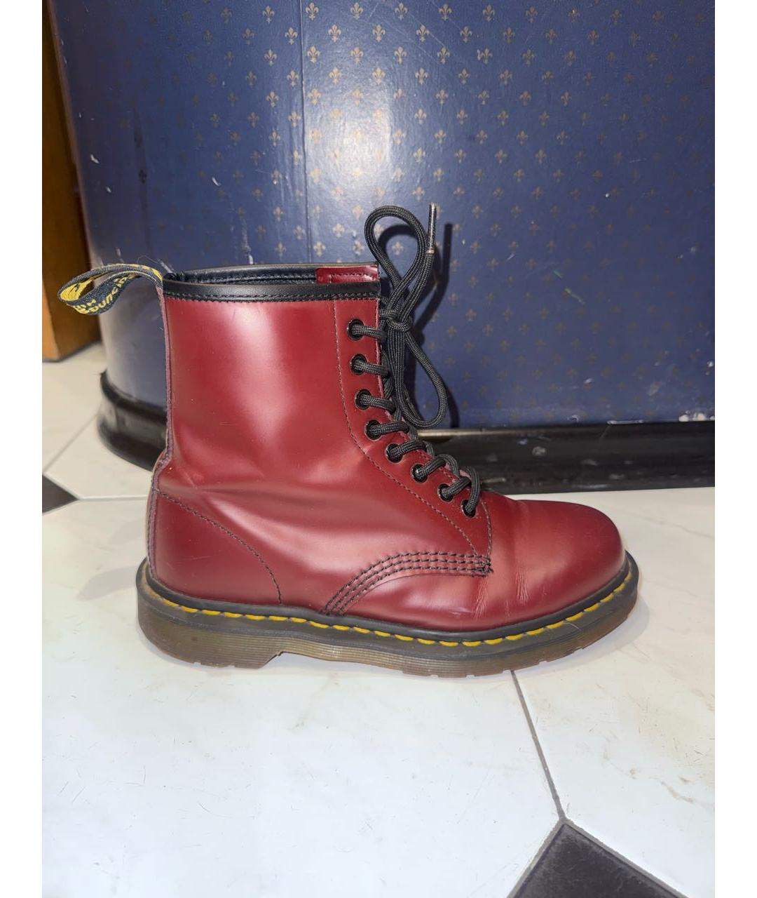 DR. MARTENS Бордовые кожаные ботинки, фото 7