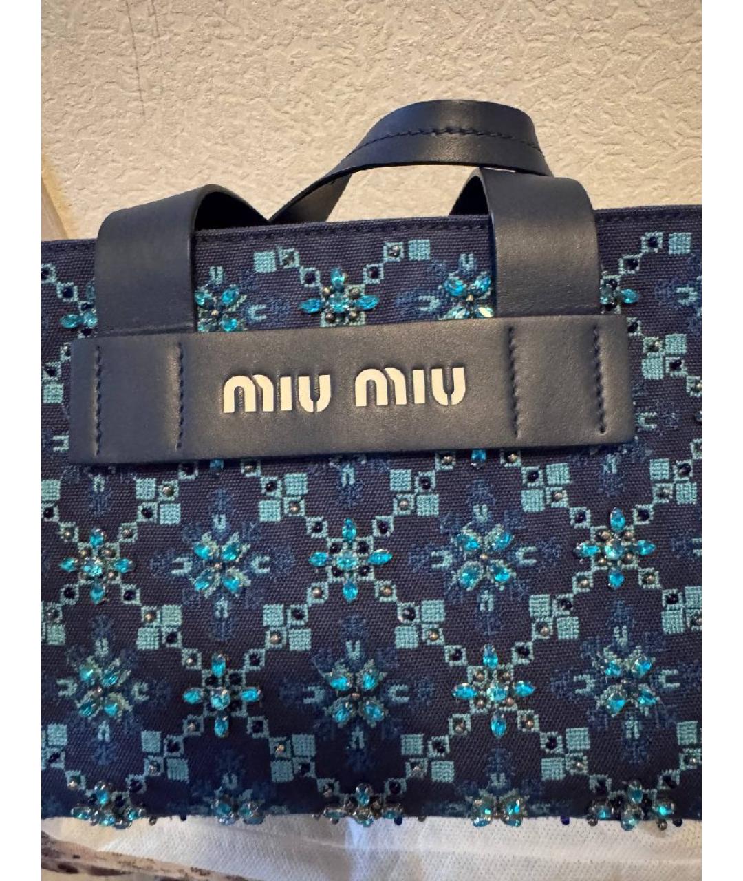 MIU MIU Синяя сумка с короткими ручками, фото 5
