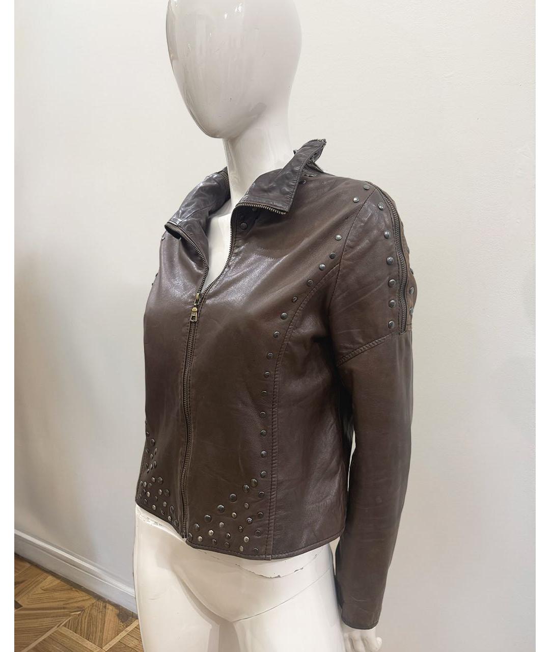 MOSCHINO Коричневая кожаная куртка, фото 2