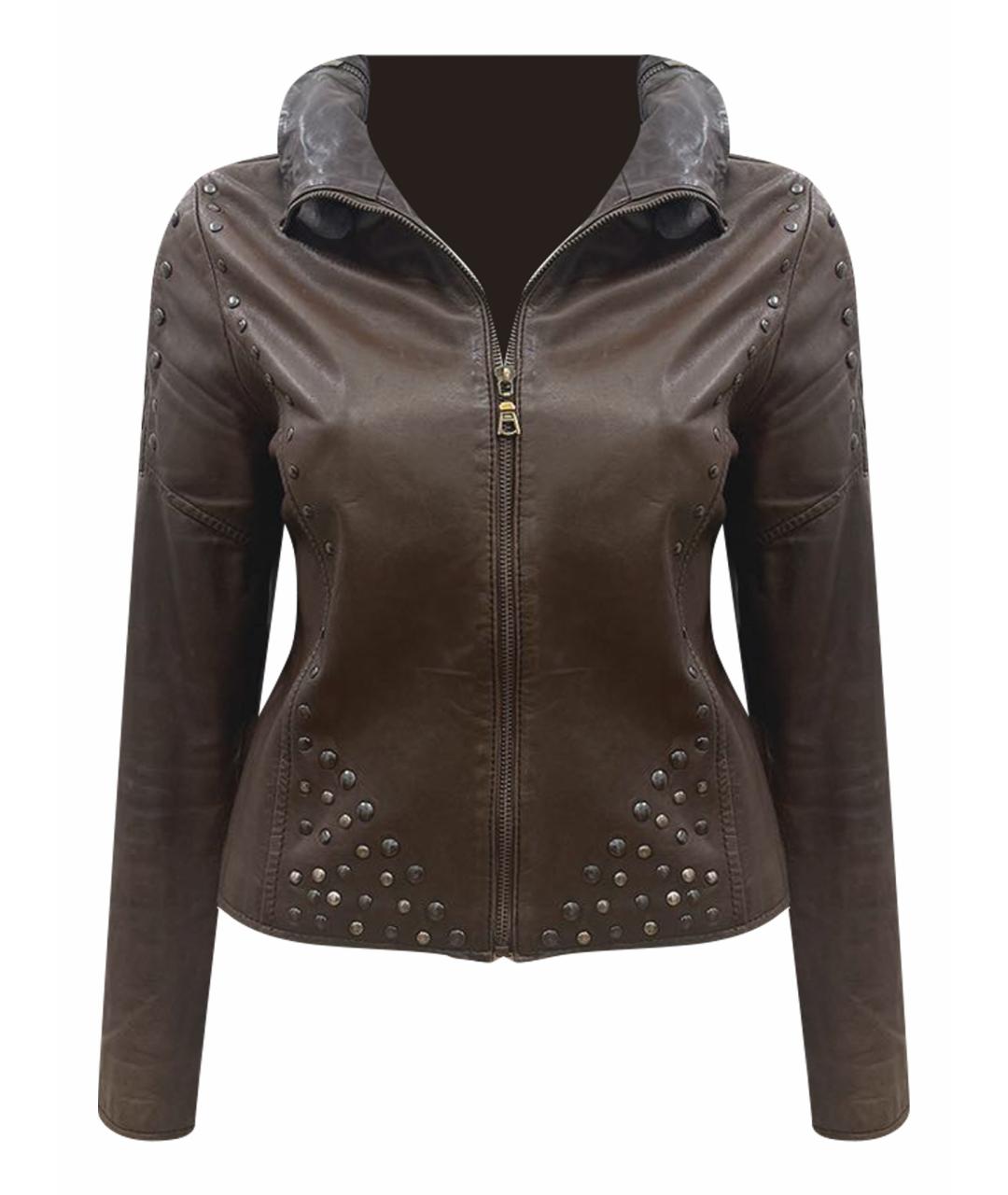 MOSCHINO Коричневая кожаная куртка, фото 1