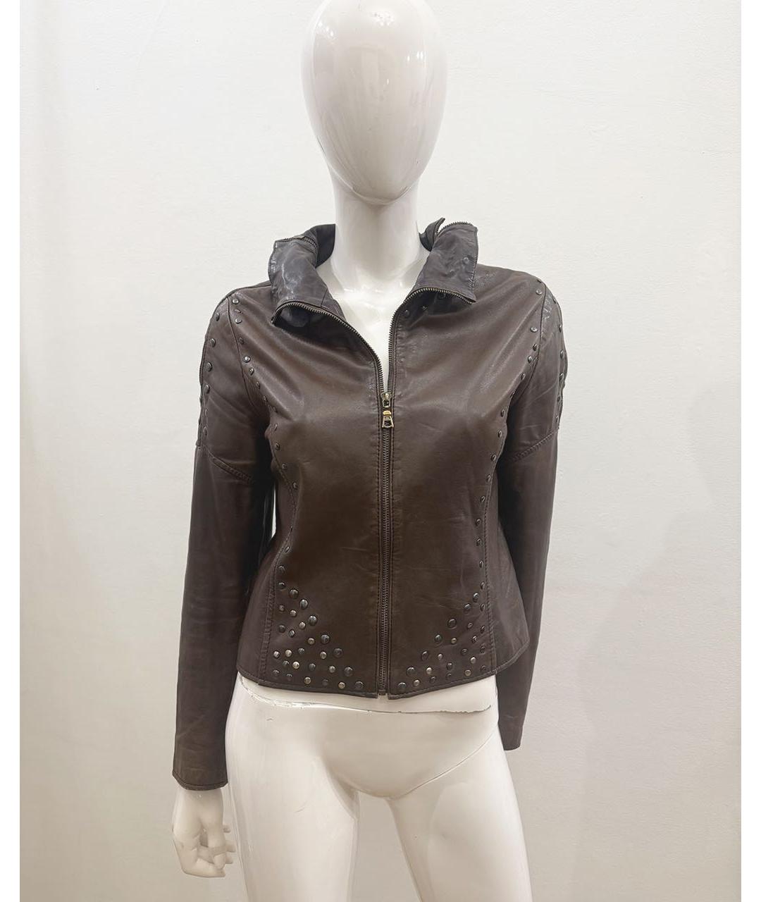 MOSCHINO Коричневая кожаная куртка, фото 4