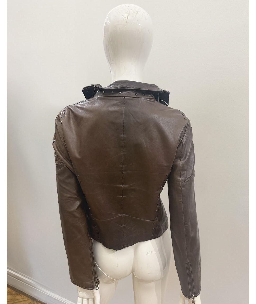 MOSCHINO Коричневая кожаная куртка, фото 3