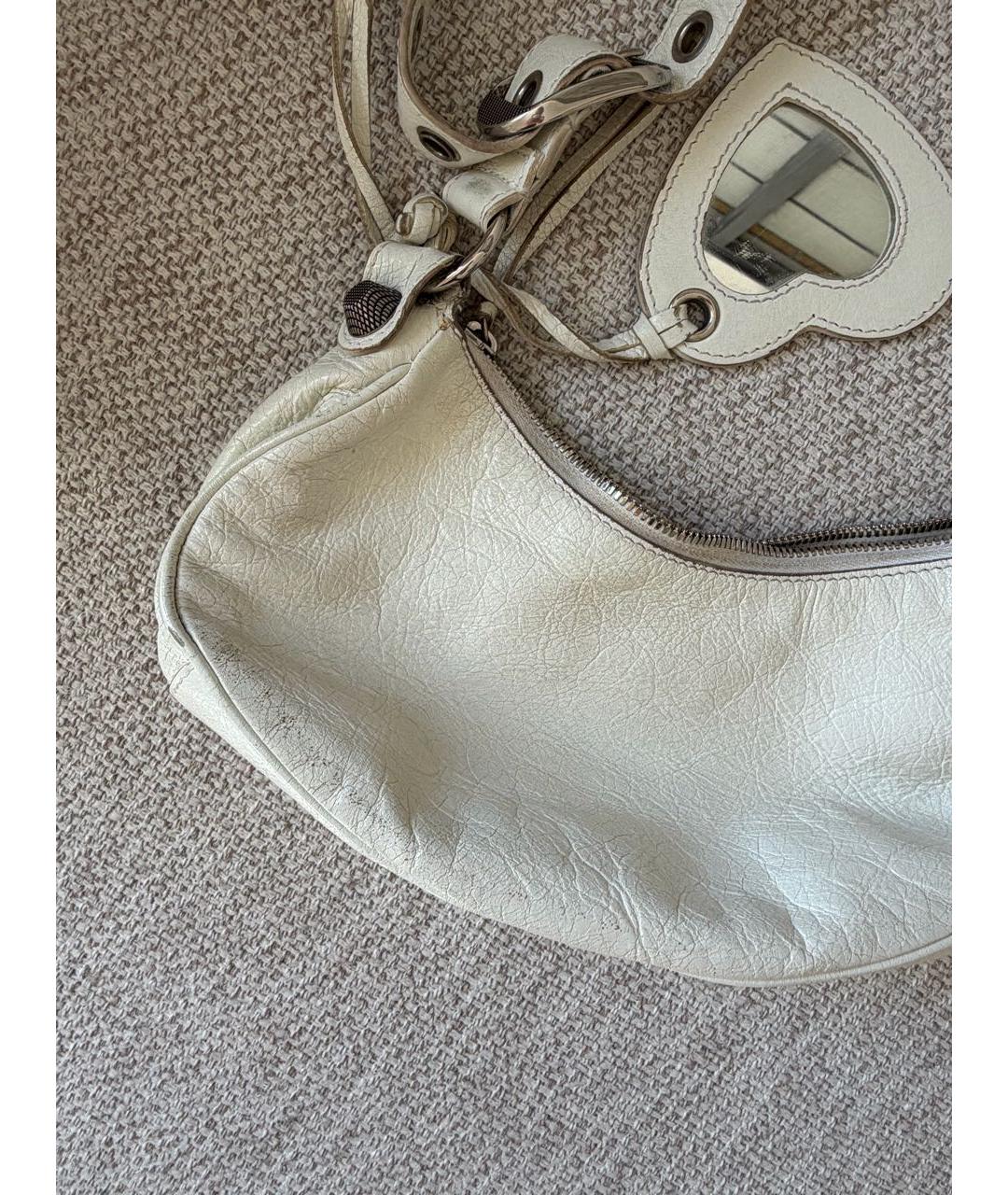 BALENCIAGA Белая кожаная сумка через плечо, фото 3