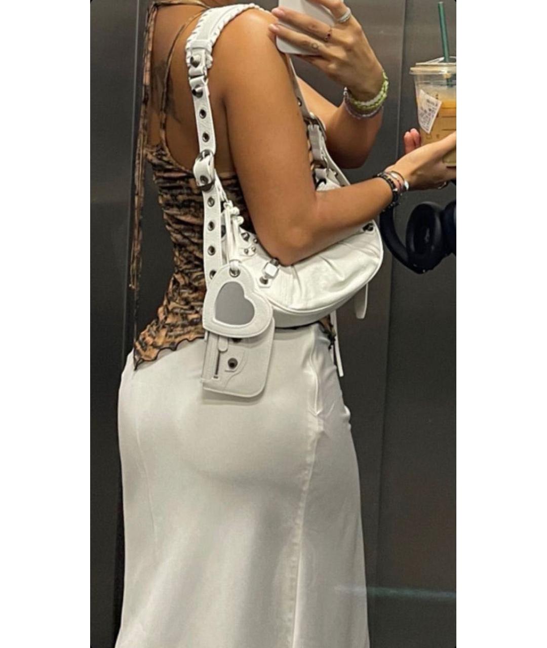 BALENCIAGA Белая кожаная сумка через плечо, фото 6