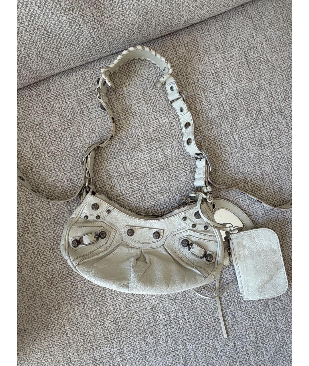 BALENCIAGA Белая кожаная сумка через плечо, фото 9