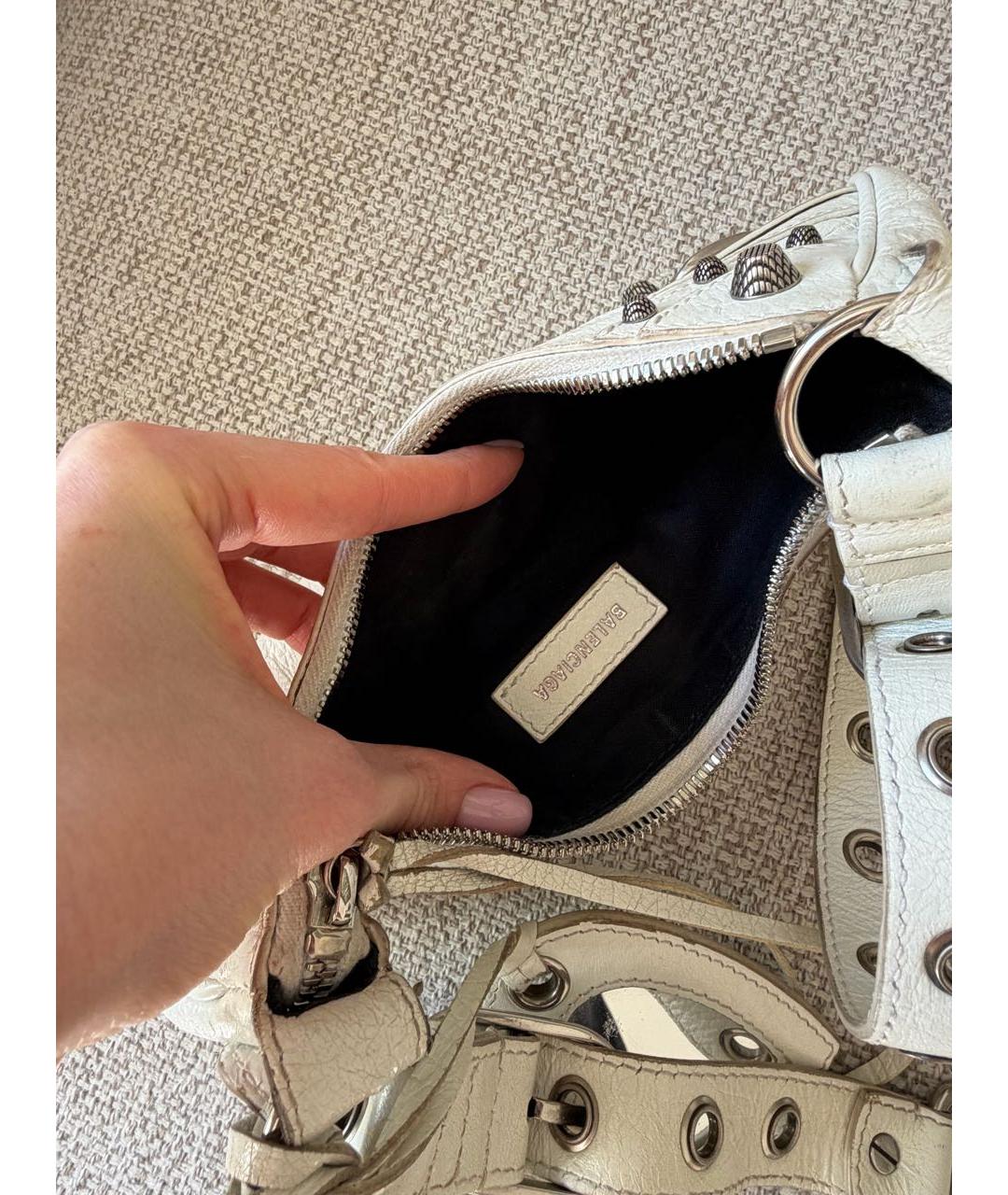 BALENCIAGA Белая кожаная сумка через плечо, фото 4