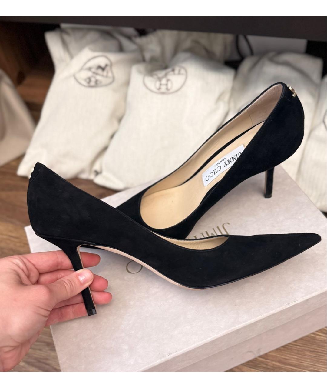 JIMMY CHOO Черные замшевые туфли, фото 9