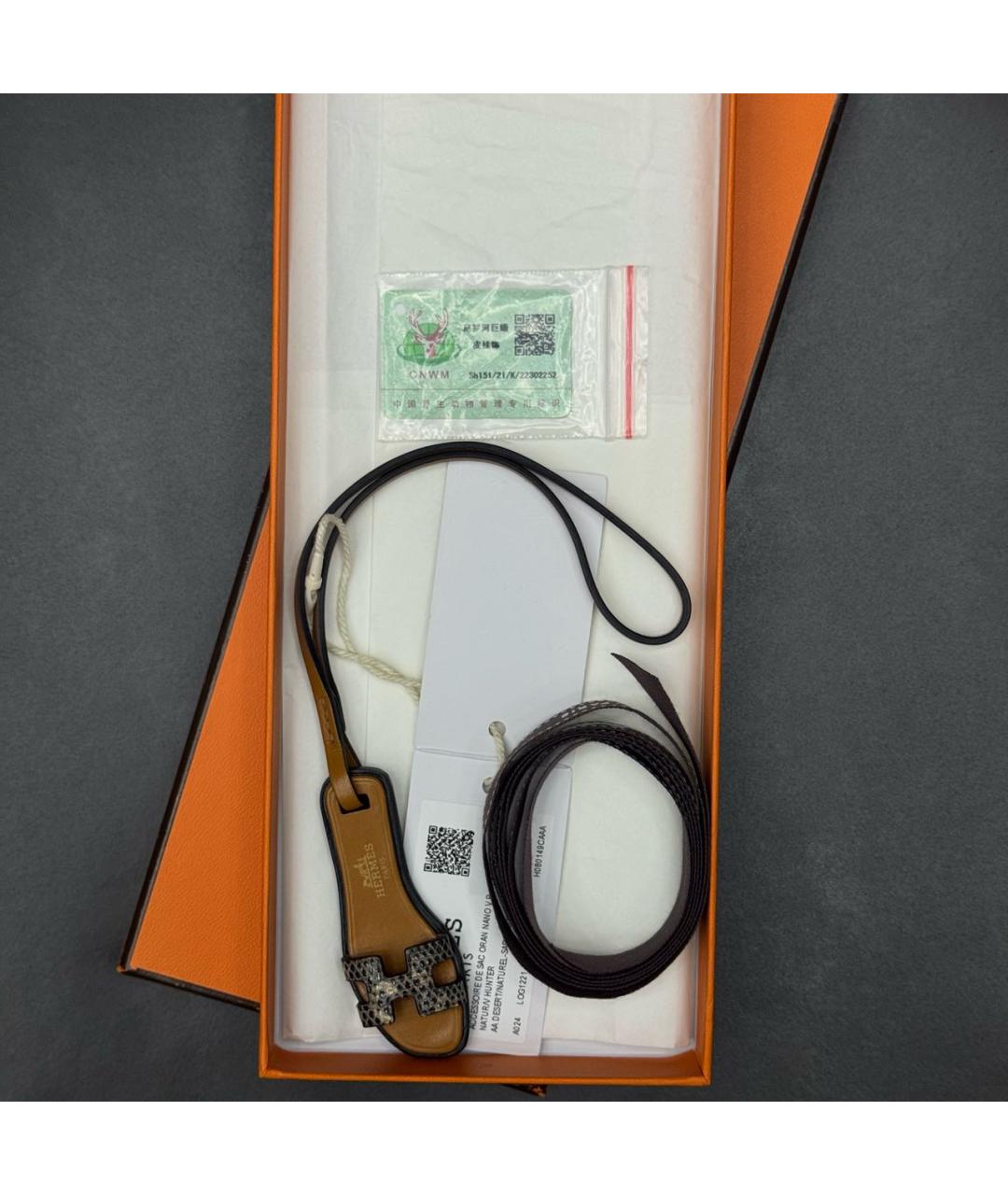 HERMES Коричневый брелок, фото 2