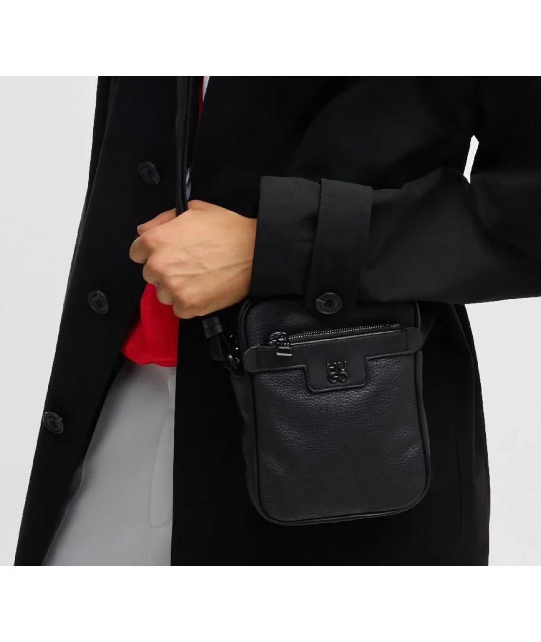 HUGO Черная сумка на плечо из искусственной кожи, фото 6