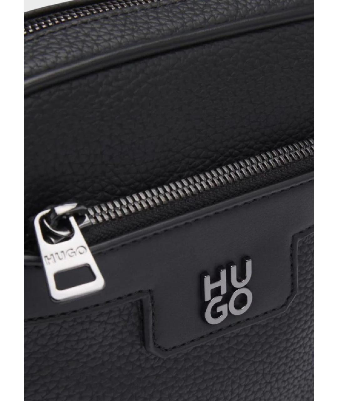HUGO Черная сумка на плечо из искусственной кожи, фото 4