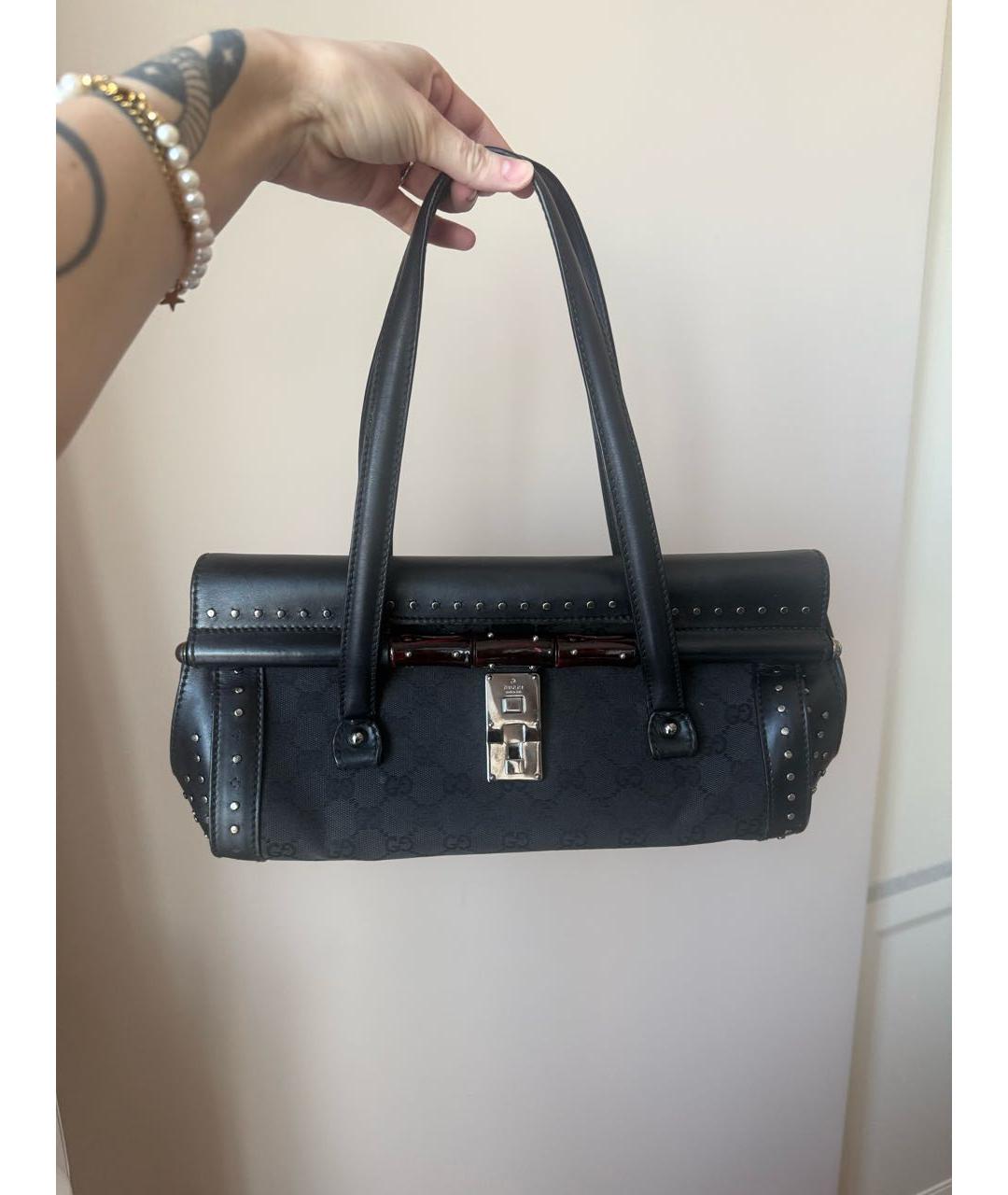 GUCCI Черная кожаная сумка с короткими ручками, фото 5