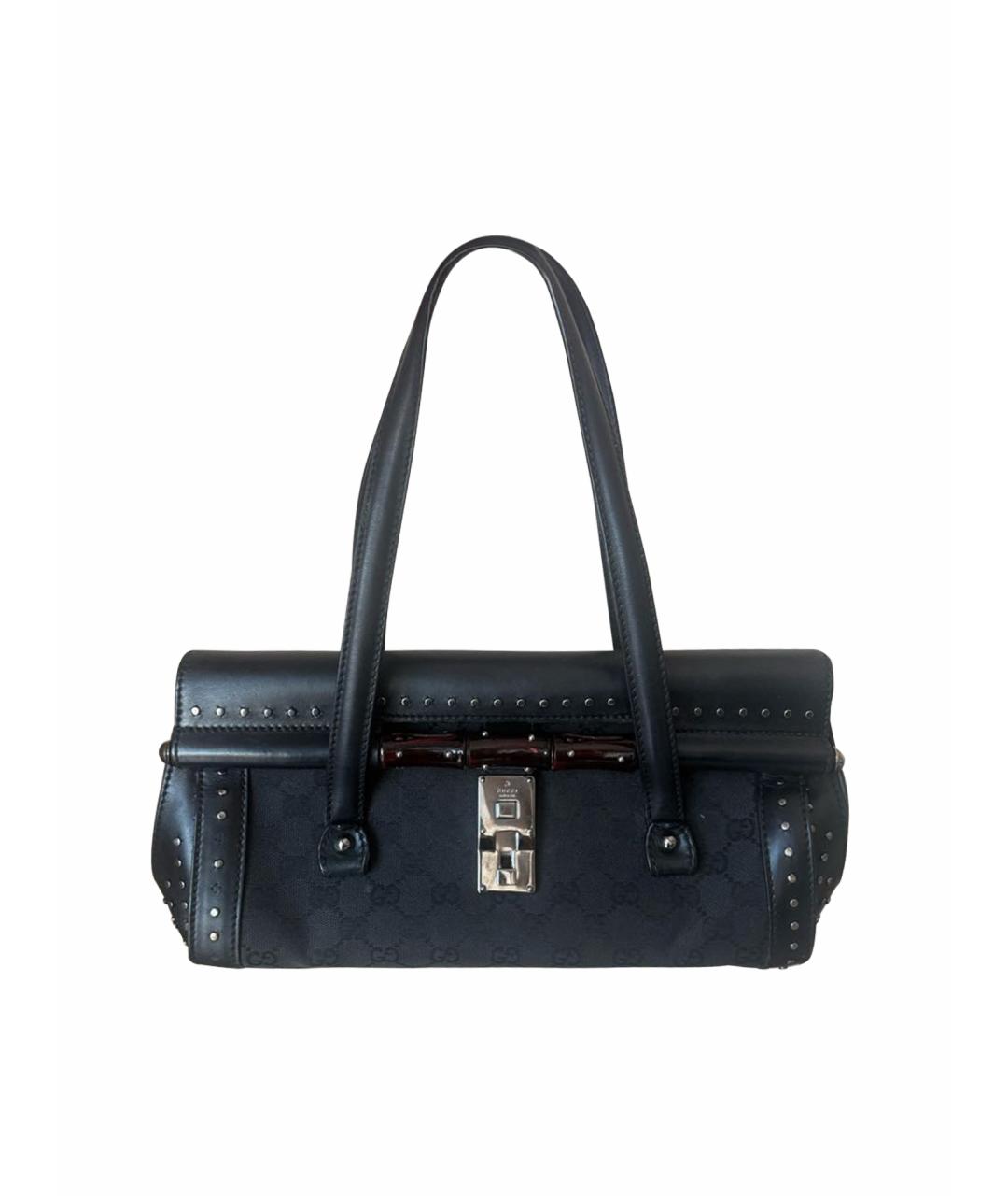 GUCCI Черная кожаная сумка с короткими ручками, фото 1