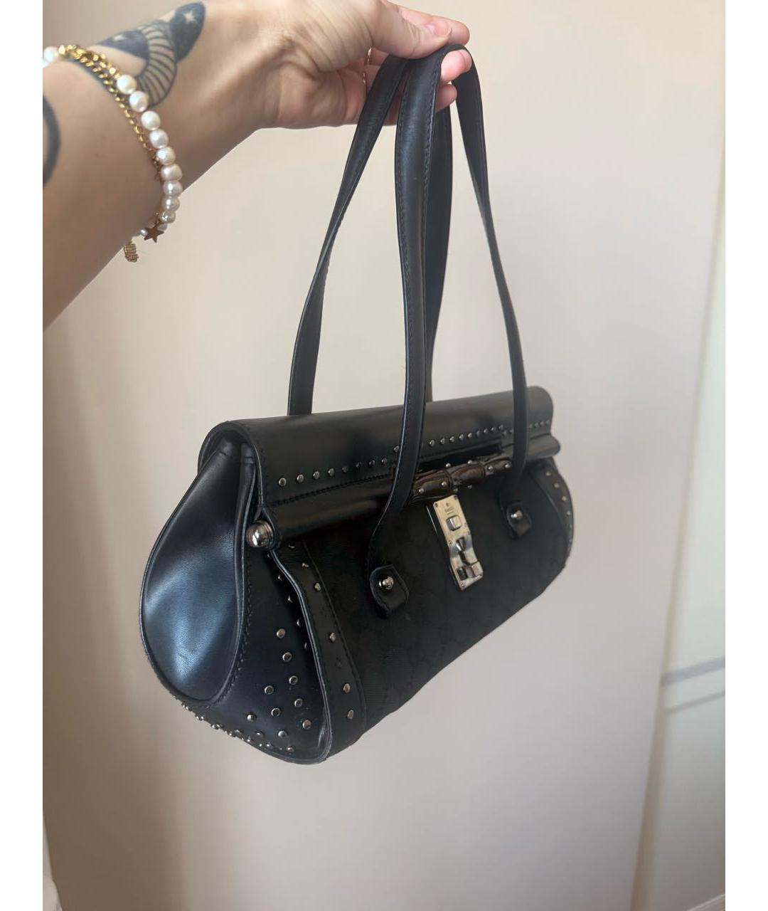 GUCCI Черная кожаная сумка с короткими ручками, фото 3