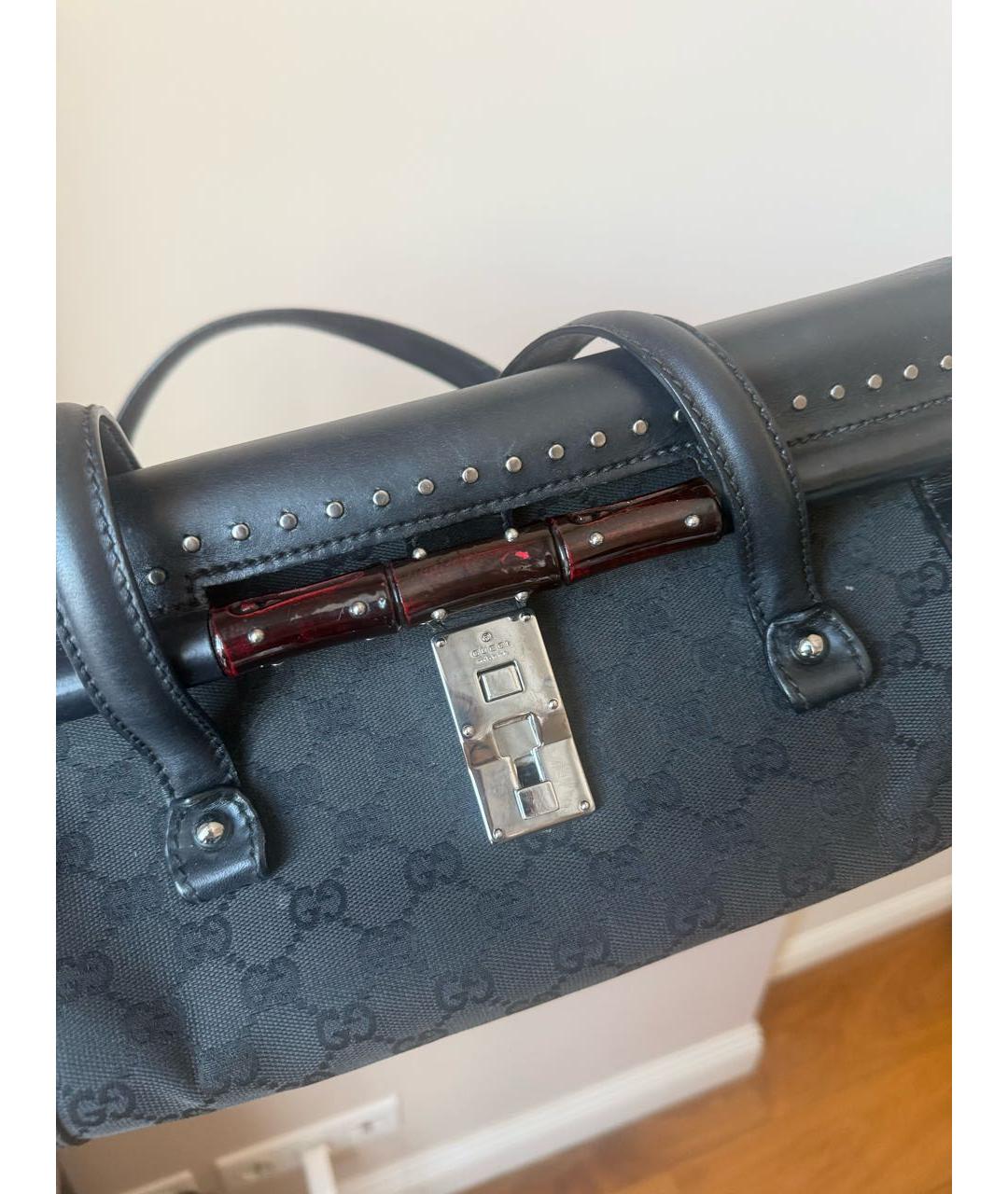 GUCCI Черная кожаная сумка с короткими ручками, фото 4