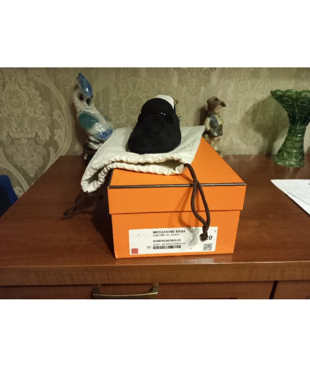 HERMES Коричневые замшевые мокасины, фото 8