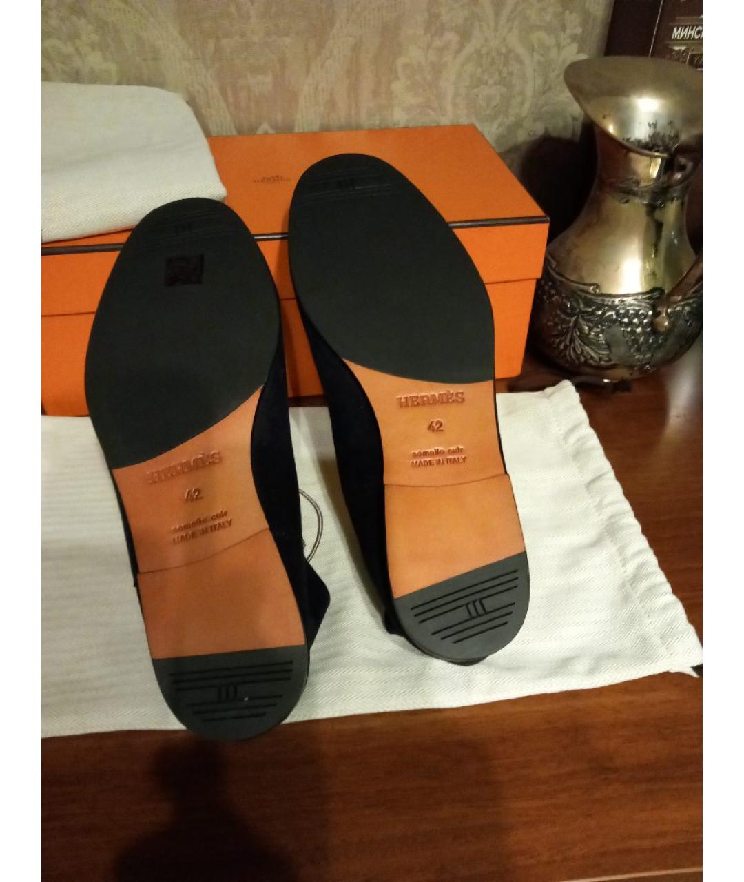 HERMES Коричневые замшевые мокасины, фото 4