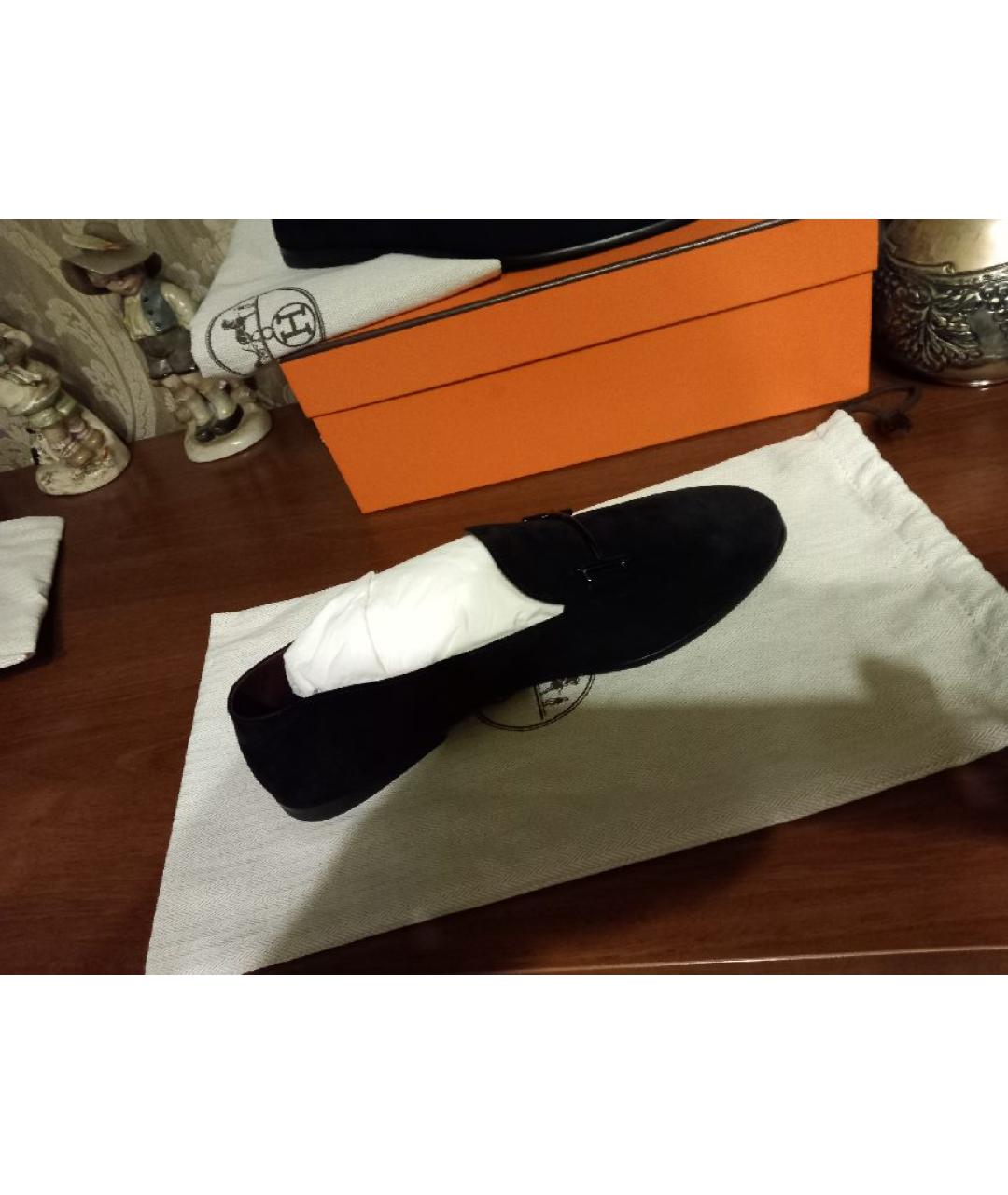 HERMES Коричневые замшевые мокасины, фото 6