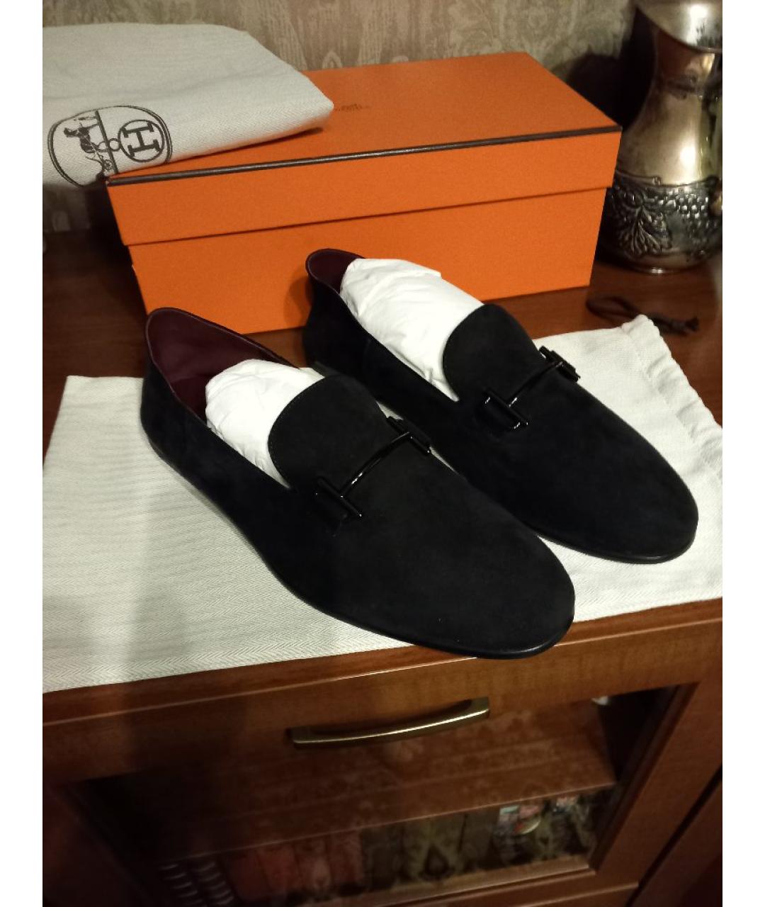 HERMES Коричневые замшевые мокасины, фото 2