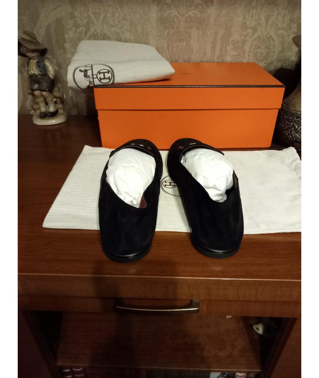 HERMES Коричневые замшевые мокасины, фото 5