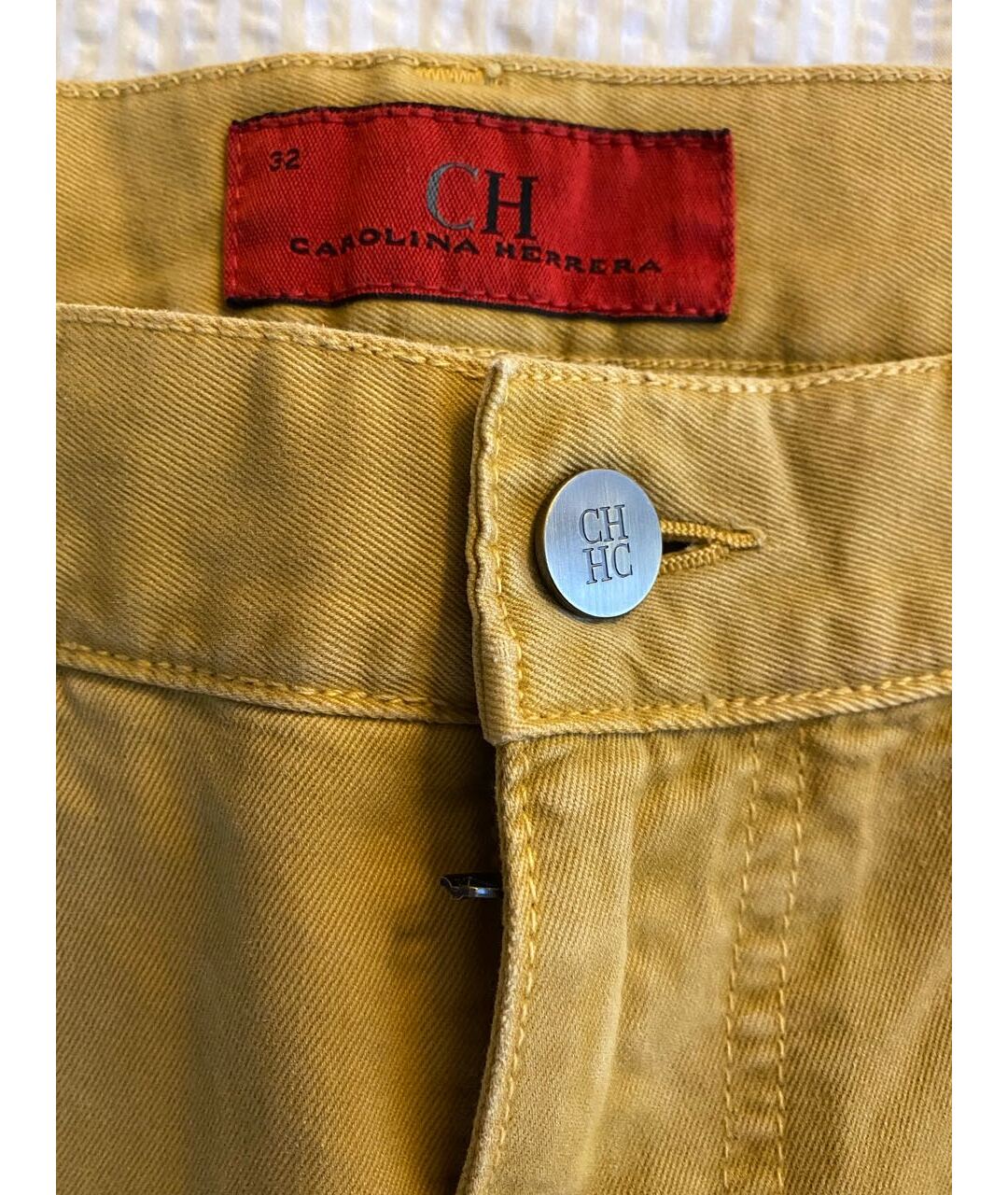 CH CAROLINA HERRERA Горчичные хлопковые брюки чинос, фото 2