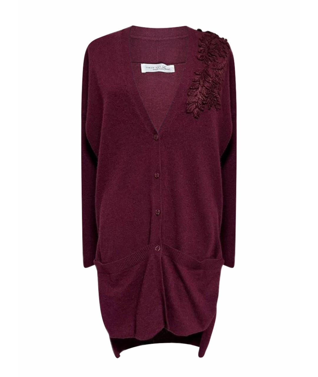 TWIN-SET Бордовый шерстяной кардиган, фото 1
