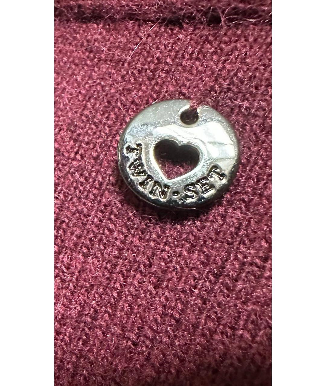 TWIN-SET Бордовый шерстяной кардиган, фото 4