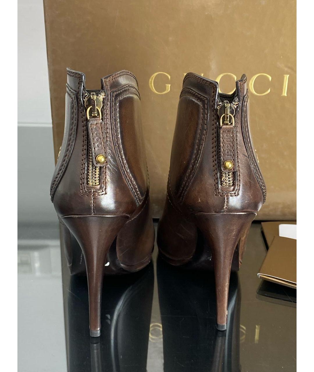 GUCCI Коричневые кожаные ботильоны, фото 4