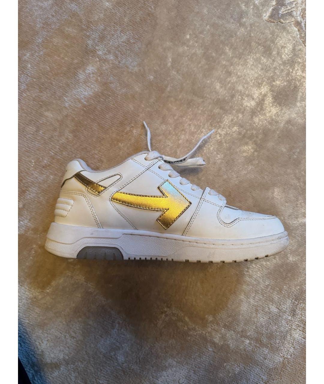 OFF-WHITE Белые кожаные кроссовки, фото 4