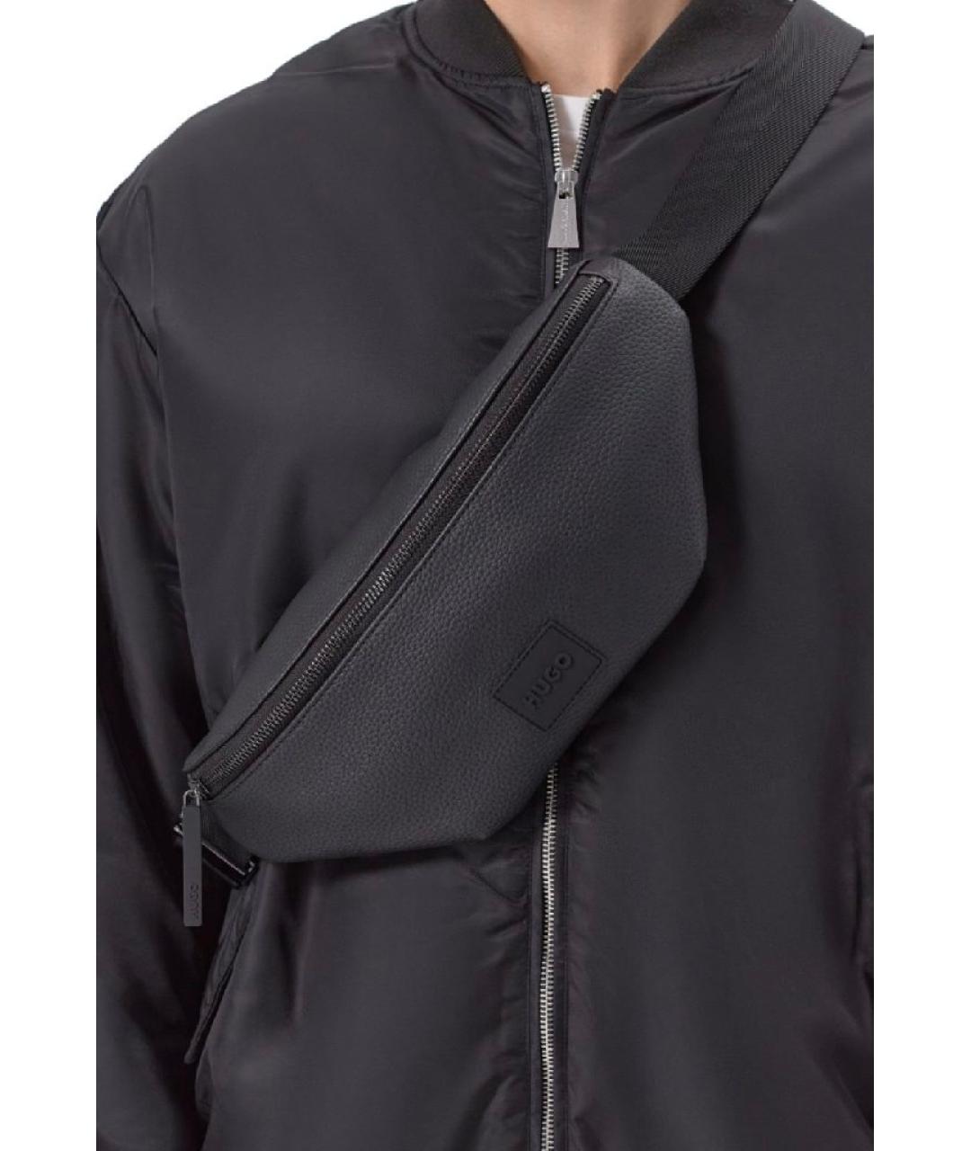 HUGO Черная поясная сумка из искусственной кожи, фото 4