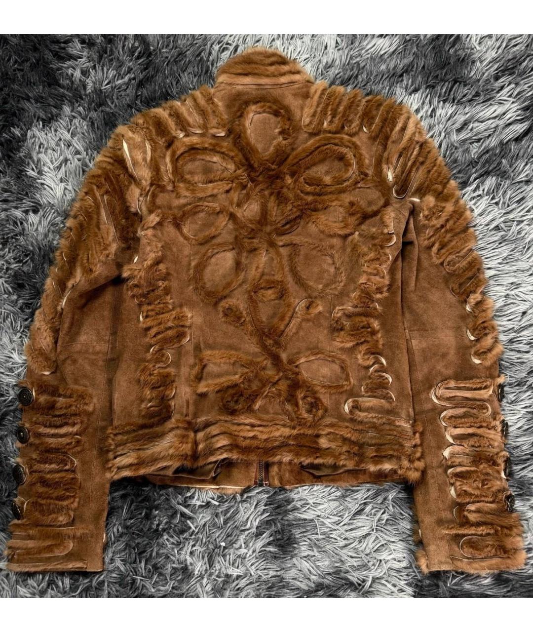 JUST CAVALLI Коричневая замшевая куртка, фото 2