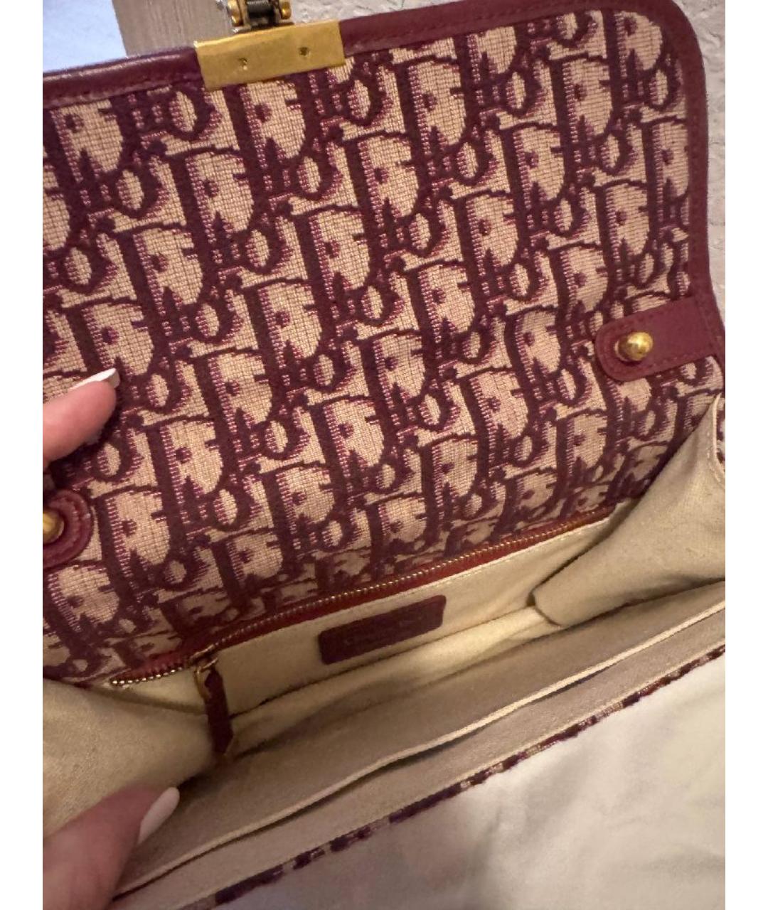 CHRISTIAN DIOR Бордовая жаккардовая сумка через плечо, фото 8