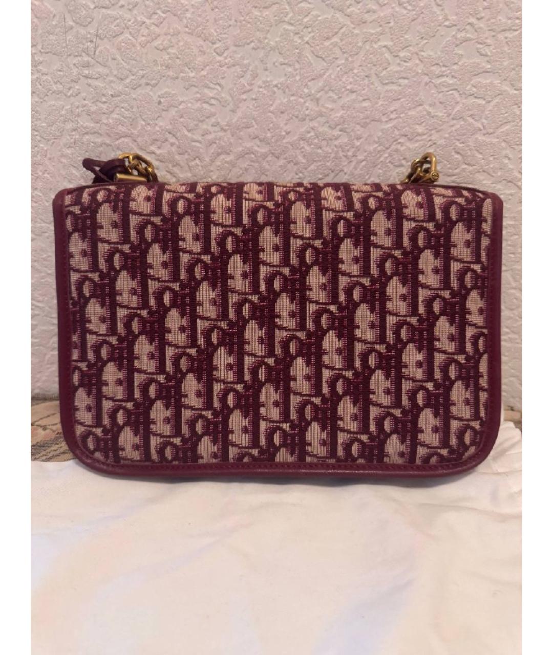 CHRISTIAN DIOR Бордовая жаккардовая сумка через плечо, фото 2