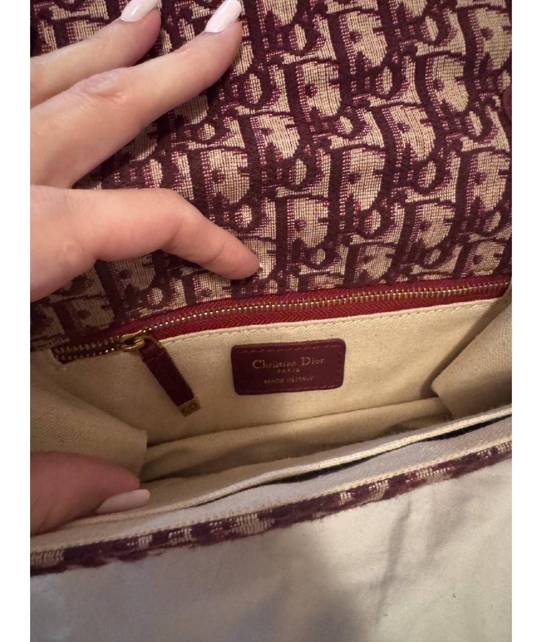 CHRISTIAN DIOR Бордовая жаккардовая сумка через плечо, фото 9