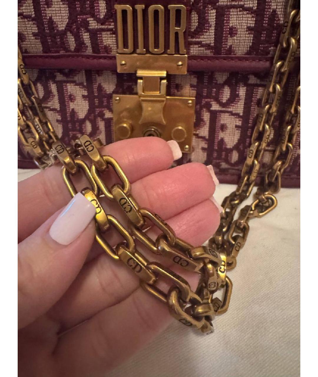 CHRISTIAN DIOR Бордовая жаккардовая сумка через плечо, фото 5