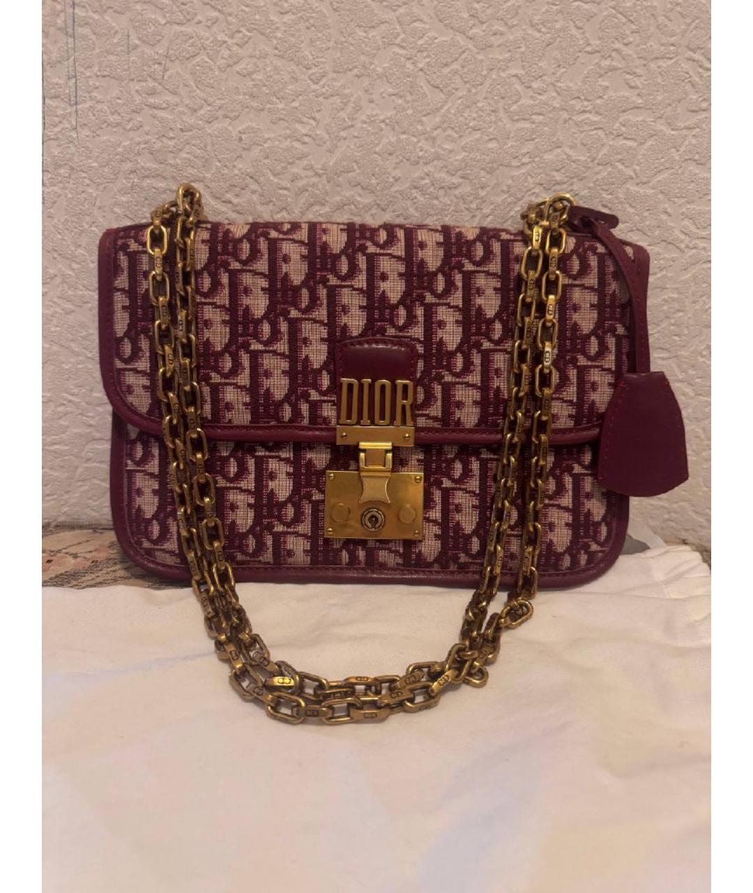CHRISTIAN DIOR Бордовая жаккардовая сумка через плечо, фото 10