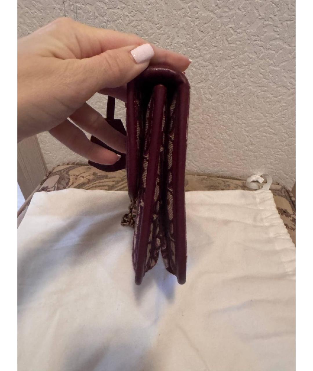 CHRISTIAN DIOR Бордовая жаккардовая сумка через плечо, фото 7