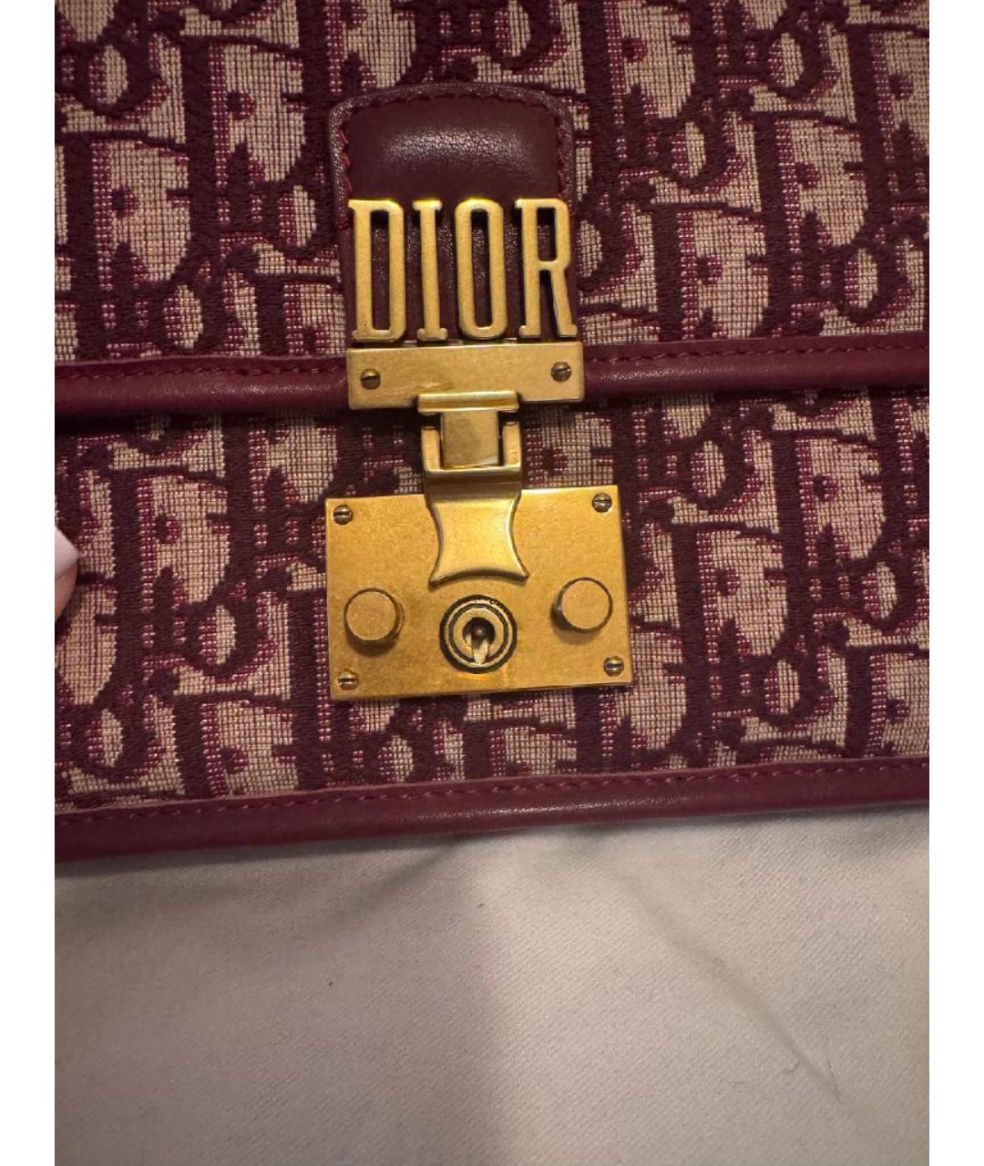 CHRISTIAN DIOR Бордовая жаккардовая сумка через плечо, фото 4