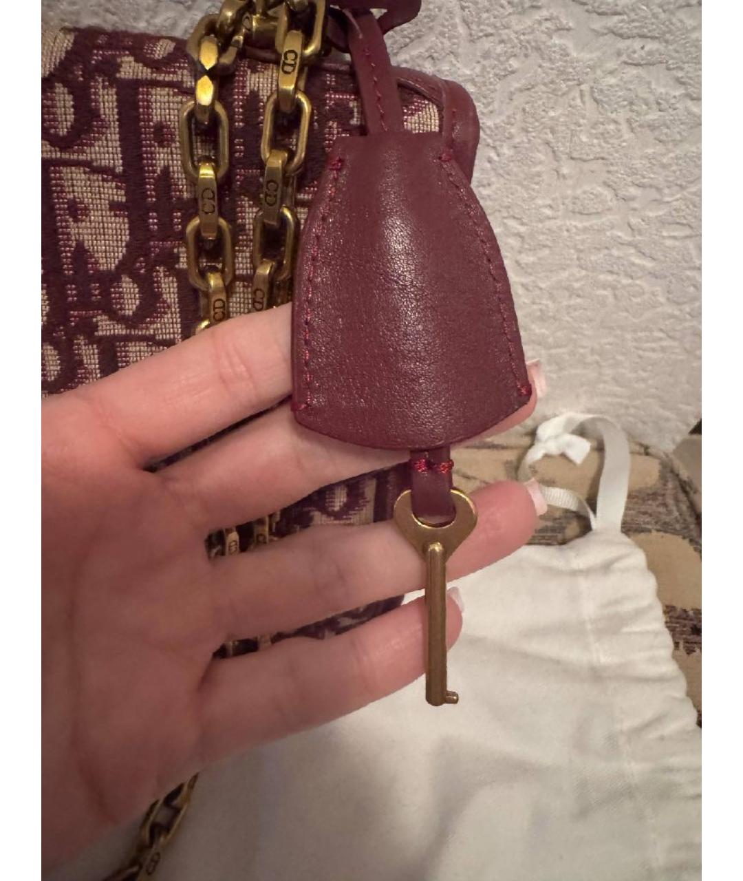 CHRISTIAN DIOR Бордовая жаккардовая сумка через плечо, фото 6