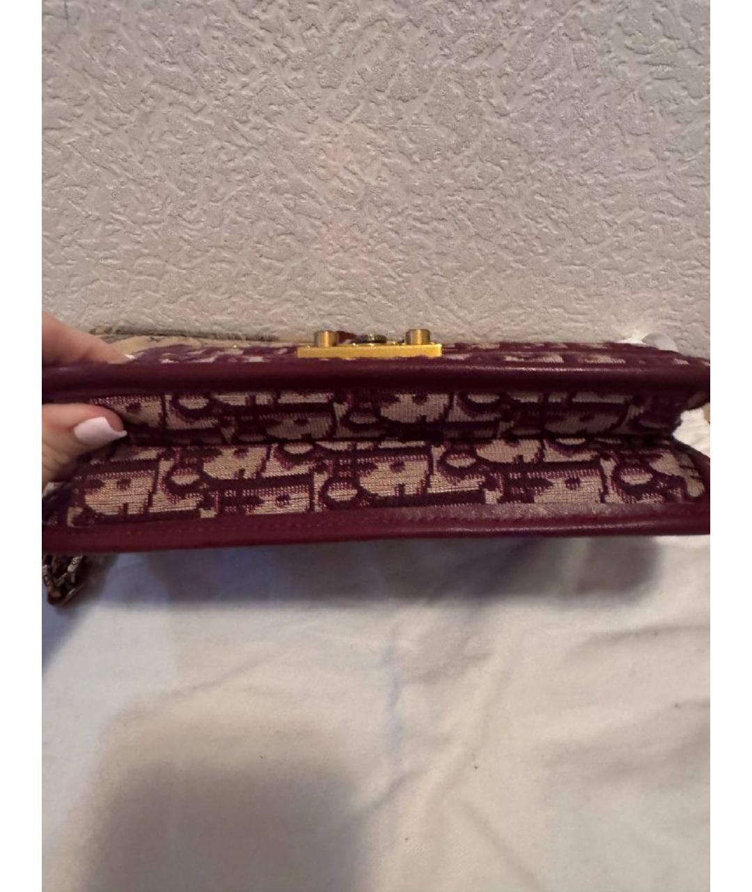 CHRISTIAN DIOR Бордовая жаккардовая сумка через плечо, фото 3