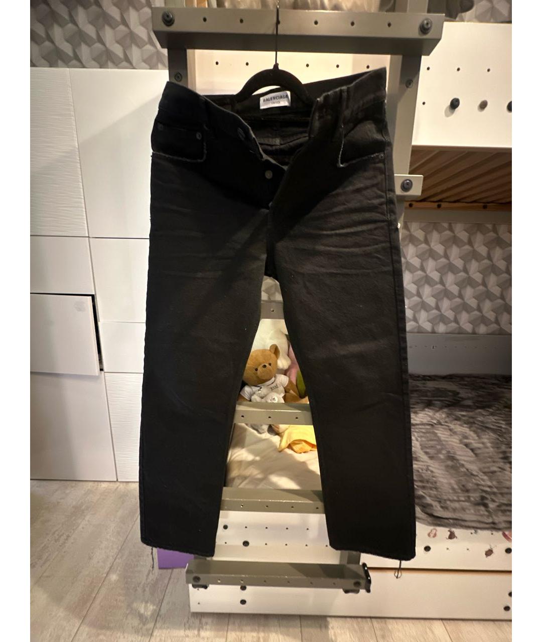 BALENCIAGA Черные хлопко-эластановые прямые джинсы, фото 5