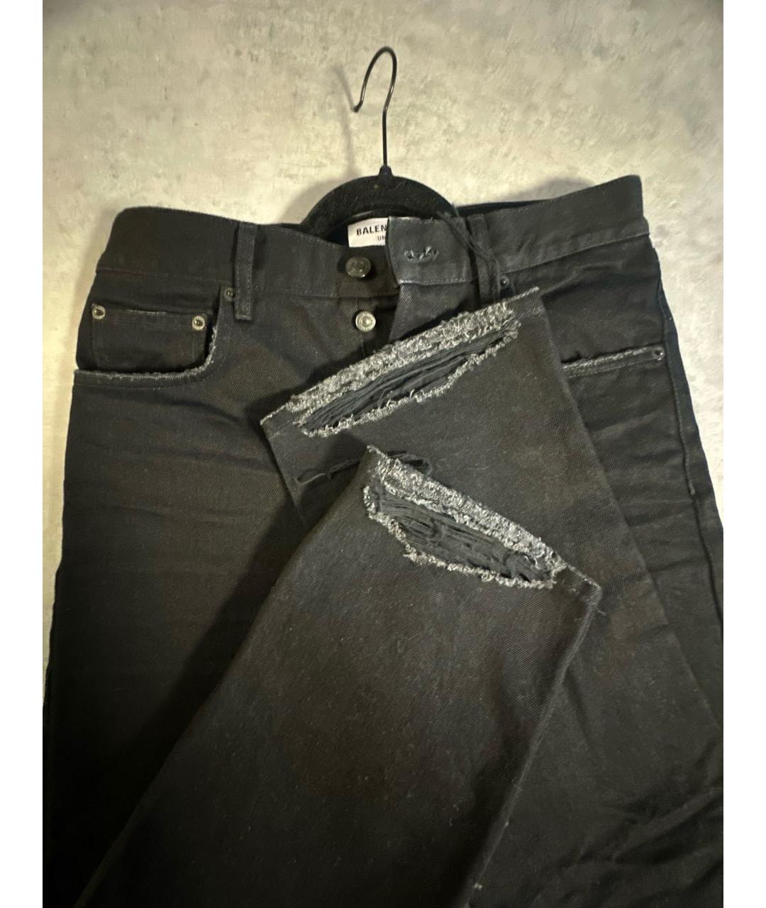 BALENCIAGA Черные хлопко-эластановые прямые джинсы, фото 4