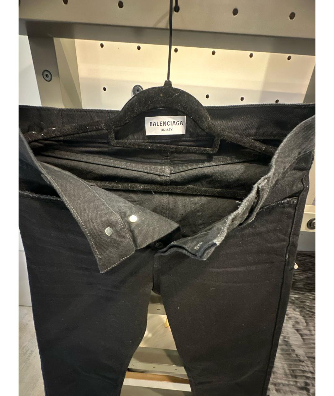 BALENCIAGA Черные хлопко-эластановые прямые джинсы, фото 3