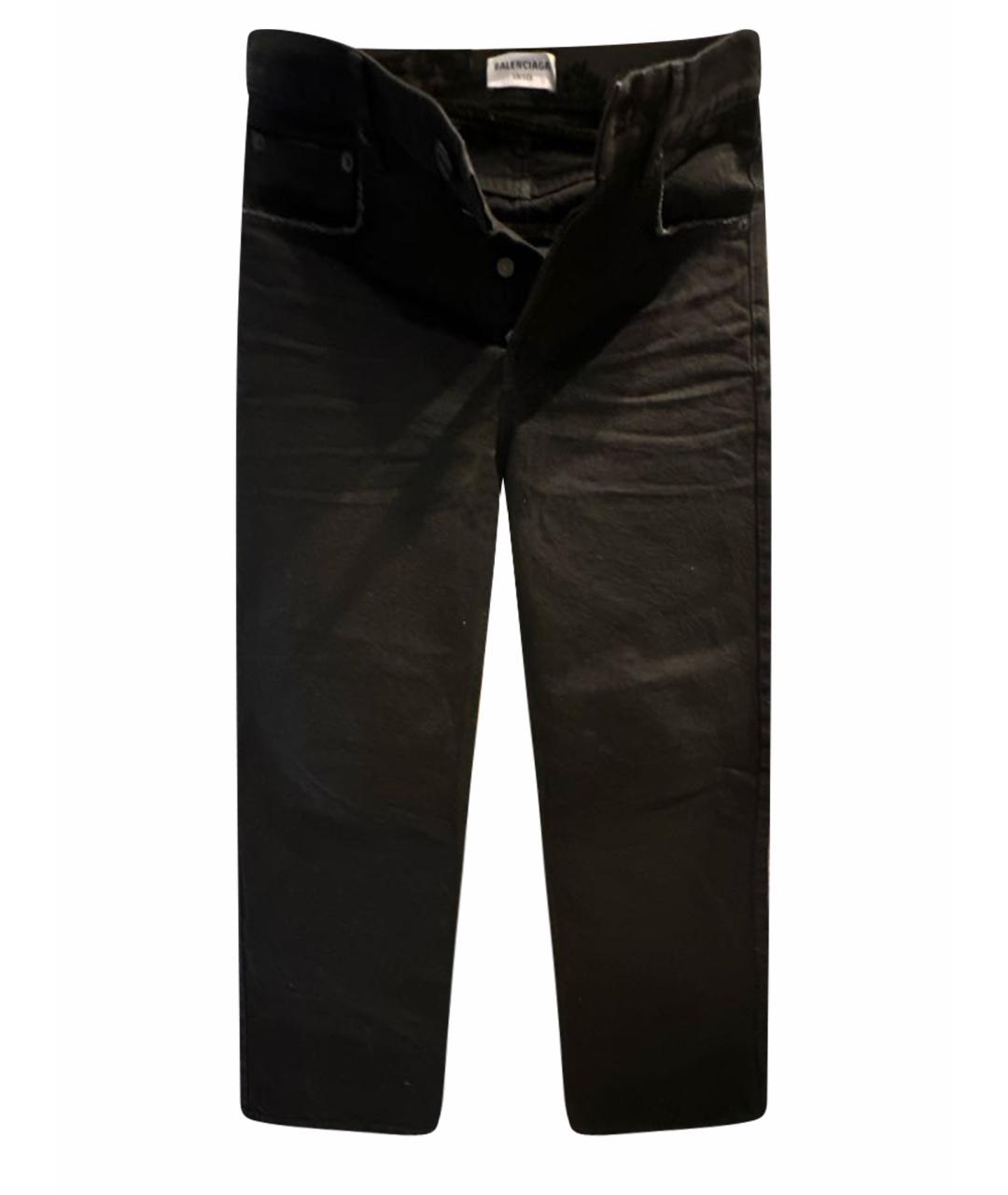 BALENCIAGA Черные хлопко-эластановые прямые джинсы, фото 1