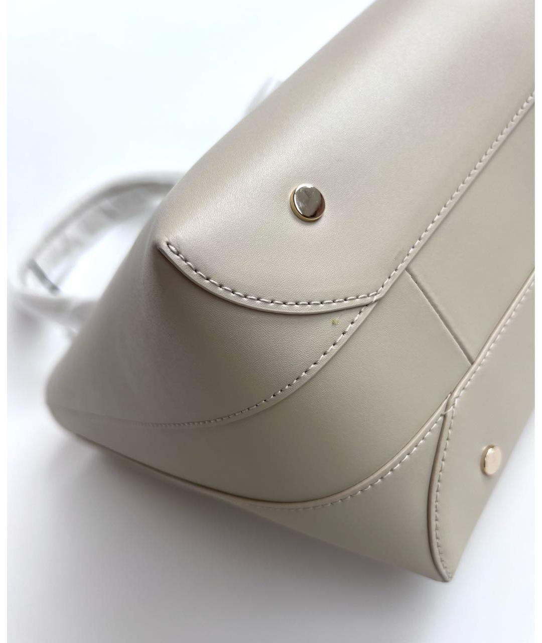 FURLA Бежевая кожаная сумка с короткими ручками, фото 6