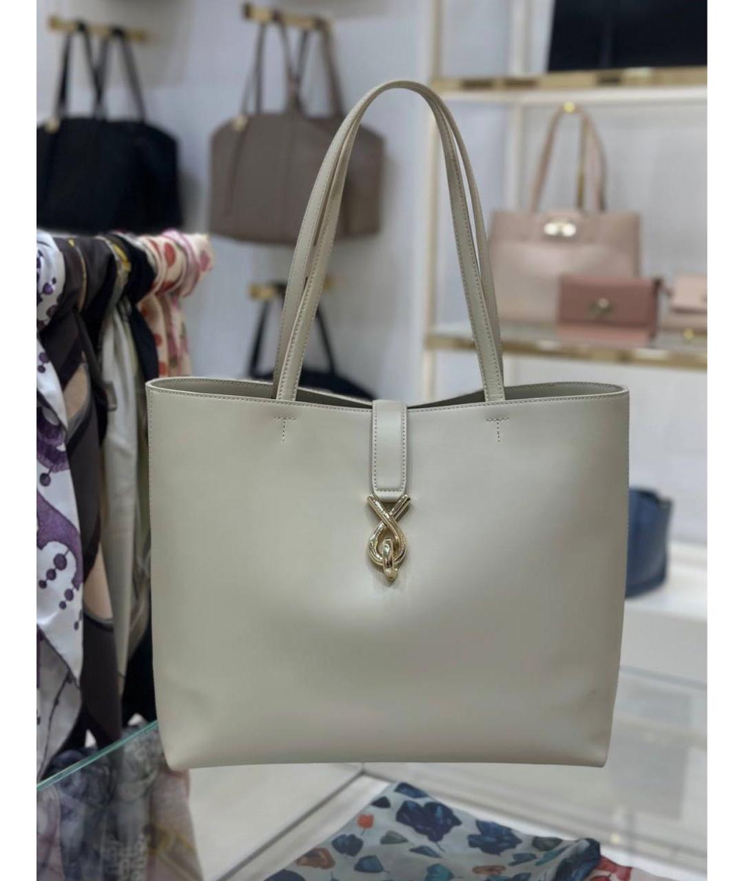 FURLA Бежевая кожаная сумка с короткими ручками, фото 8