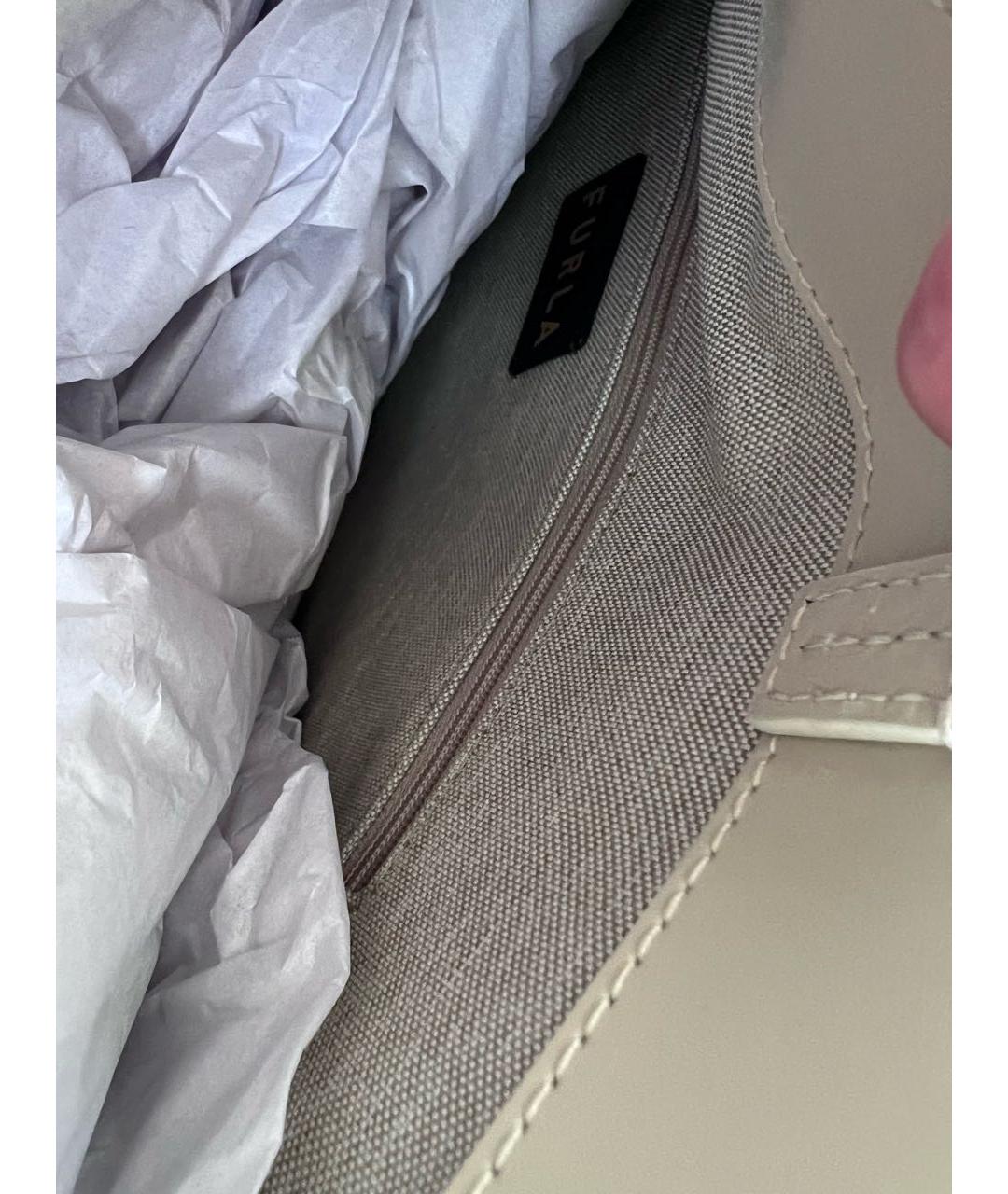 FURLA Бежевая кожаная сумка с короткими ручками, фото 4