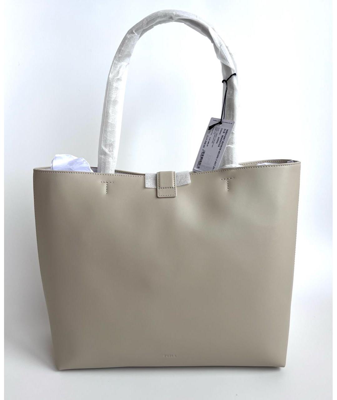 FURLA Бежевая кожаная сумка с короткими ручками, фото 3